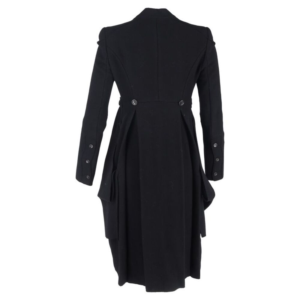 Alexander McQueen Single-Breasted Long Back Coat in Black Wool - Picture 3 of 3